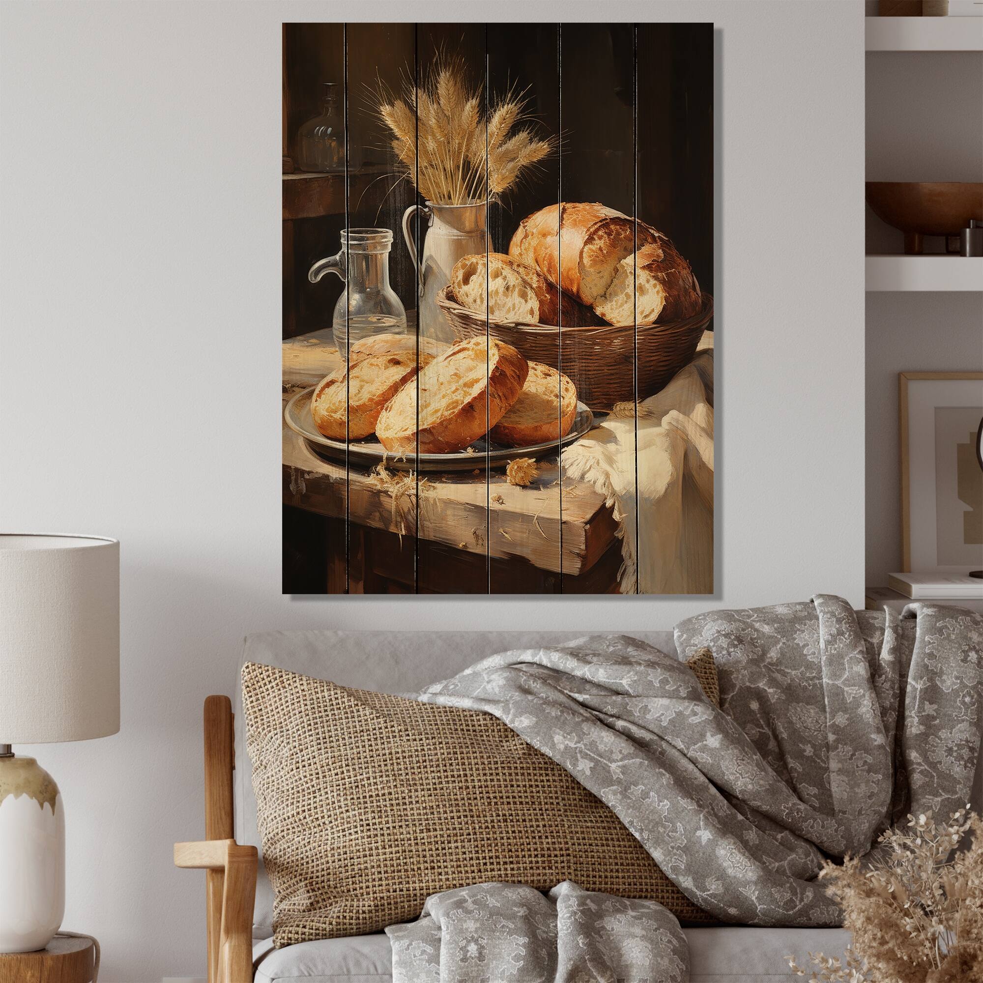 Designart "Food Breads A Rustic I" Food & Beverage Print on Natural